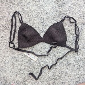 Rebecca Taylor Brown Poolside Crochet Bralette Bikini Top